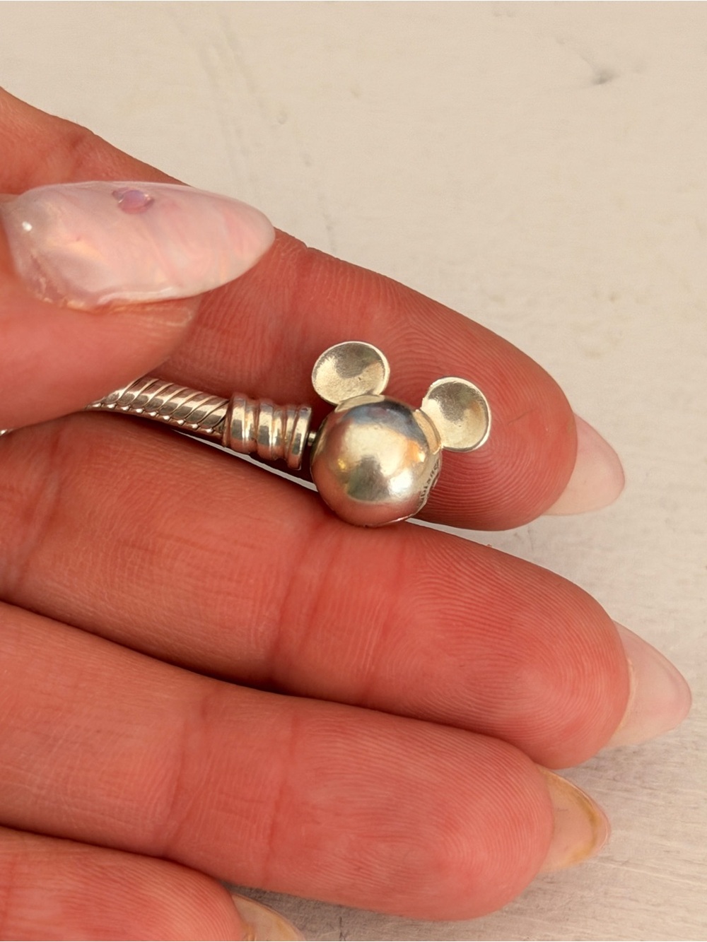 Pandora Silver Mickey Head Charm Bracelet Accent